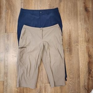 Eddie Bauer & LL Bean Cropped Pants Bundle of 2 Travel Casual Women's size 14
